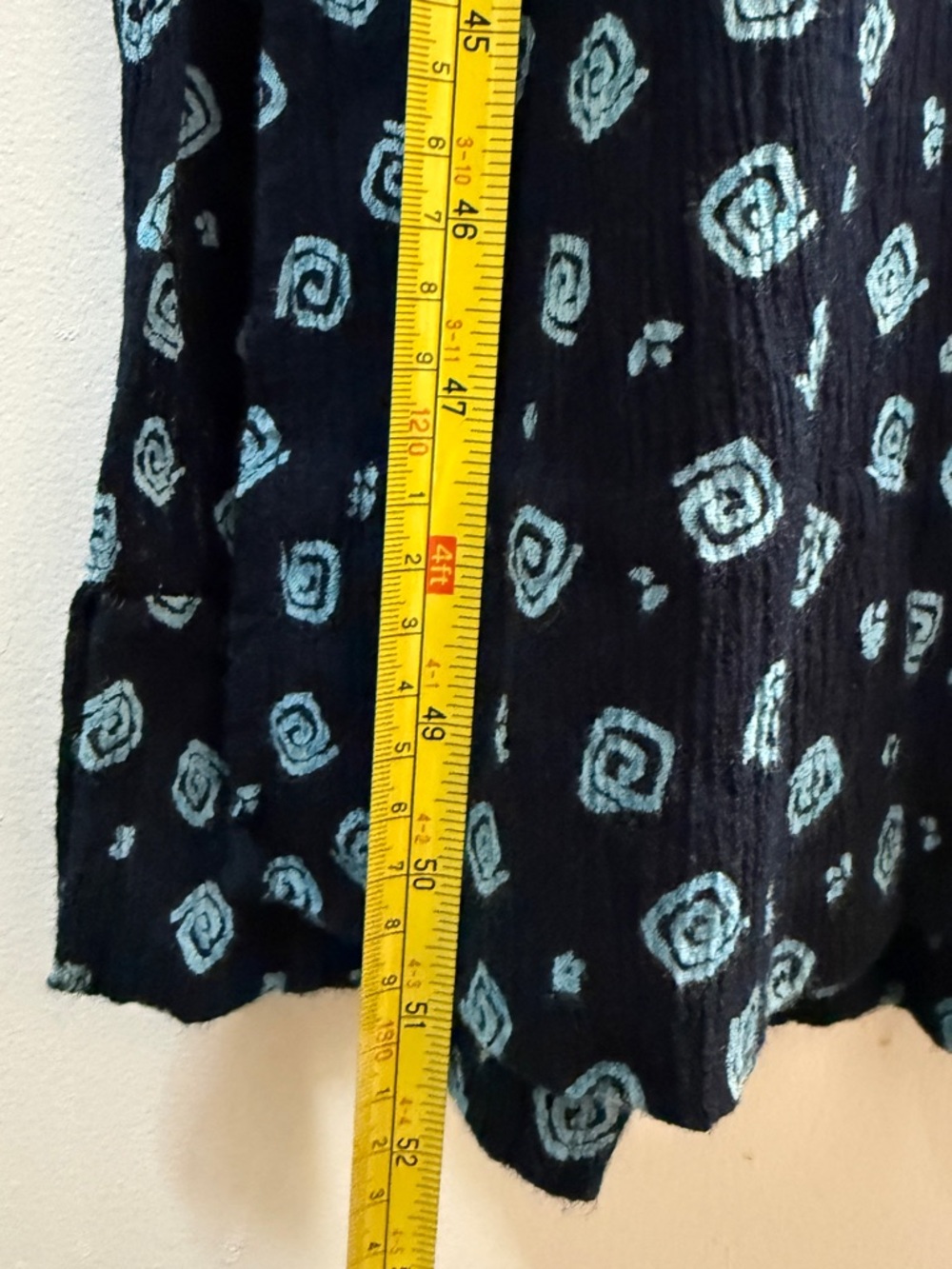 VTG Karin Stevens Blue Swirl Crinkle Rayon Maxi Dress 12 - Picture 9 of 10